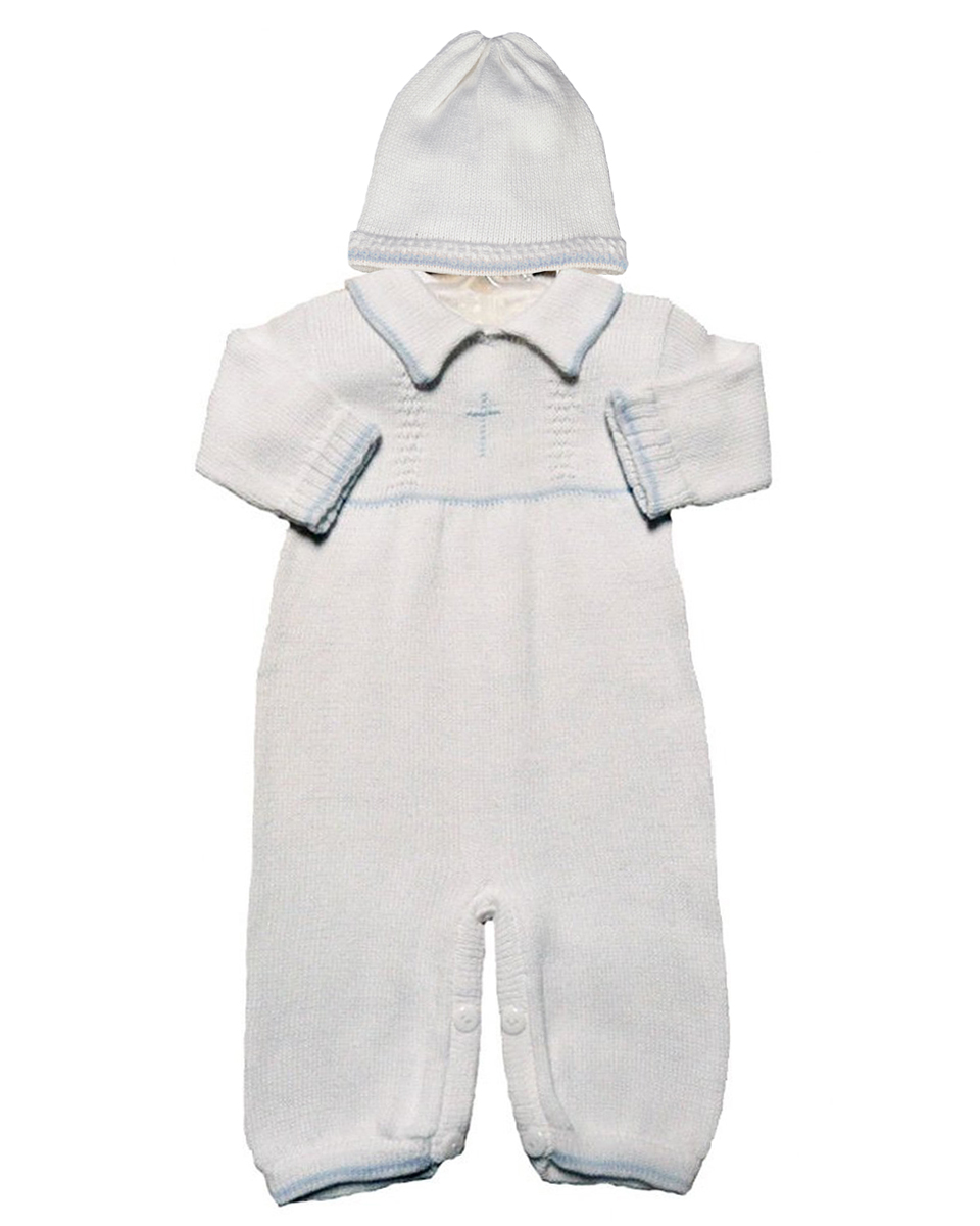 Waffle Pique Boys Christening Baptism Coverall