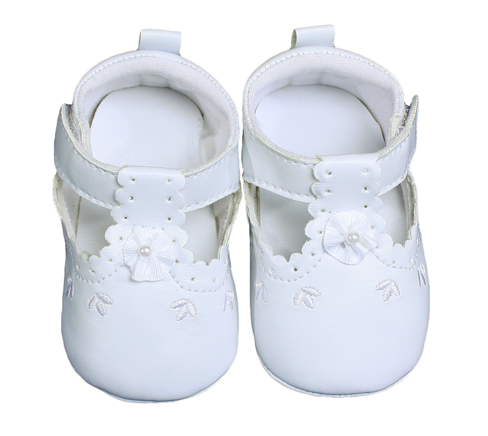 White Faux Leather Mary Jane Crib Shoe 