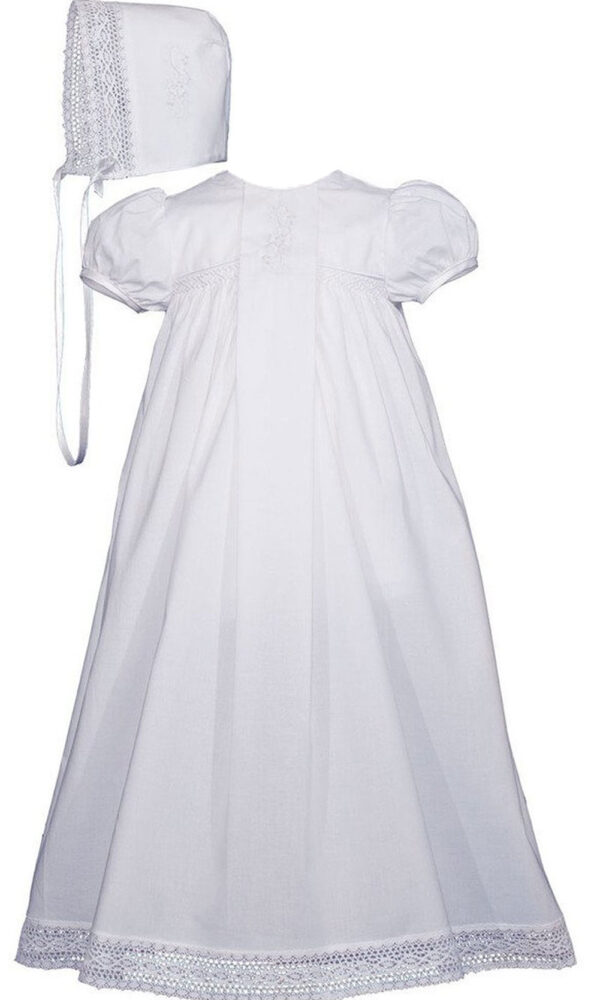 Little Things Mean A Lot 100/% Cotton Handmade Girls Christening Special Occasion Dress with Italian Lace