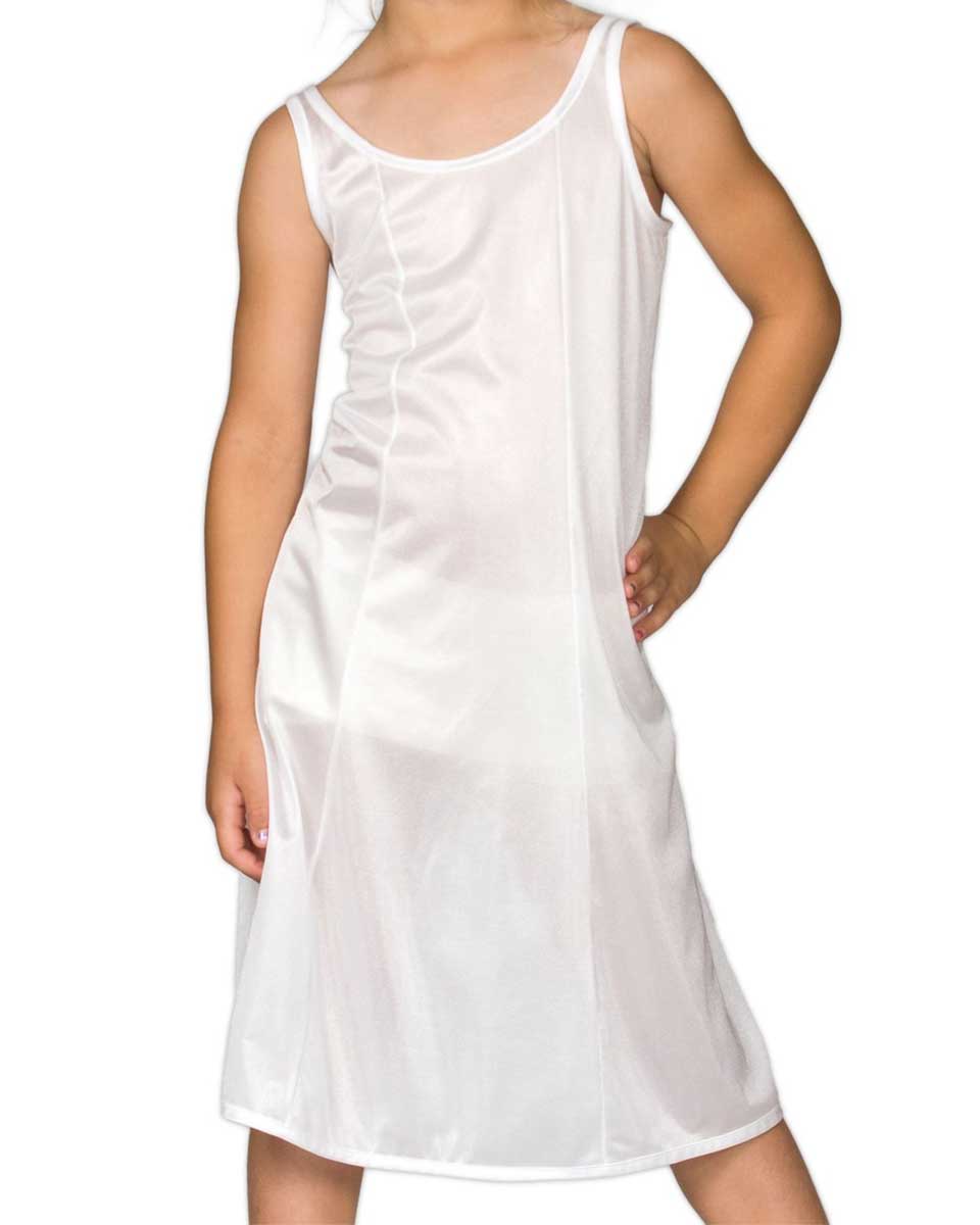 full length white slip dress