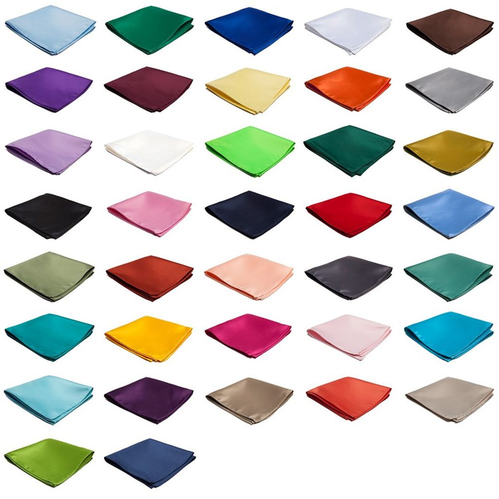 Satin Solid Color Pocket Square 10" x 10" Available in 50+ Colors 1